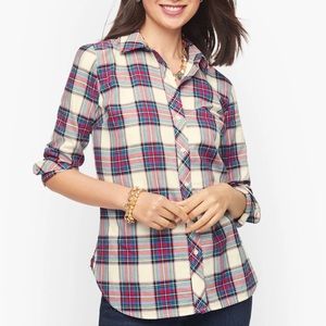 Talbots Cotton Button Front Shirt- Gift Plaid